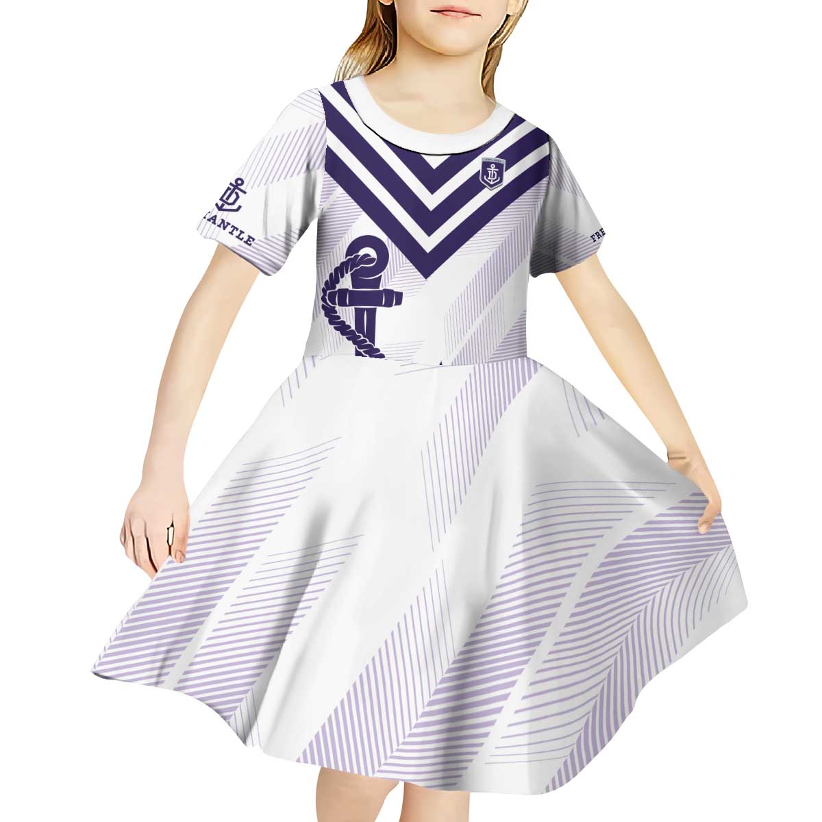 Dockers Football Custom Kid Short Sleeve Dress Fremantle Anchor Simple Style - Aussie Hoodie
