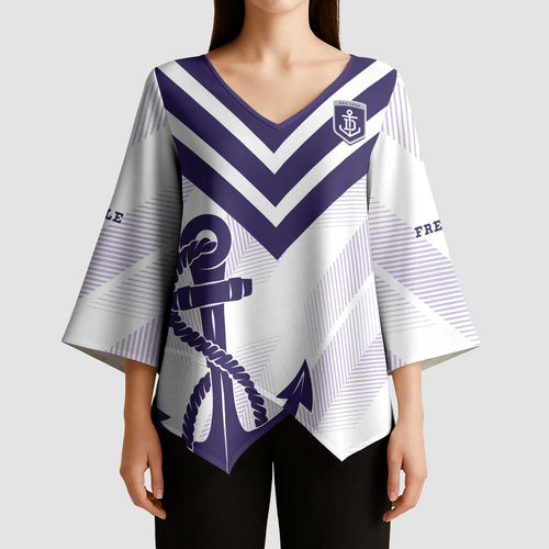 Dockers Football Custom Kimono Sleeve Blouse Fremantle Anchor Simple Style - Aussie Hoodie