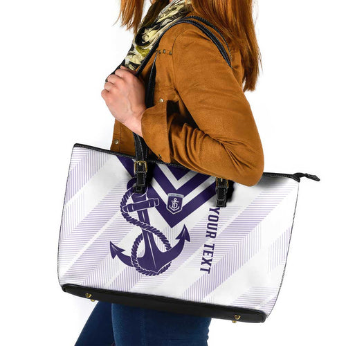 Dockers Football Custom Leather Tote Bag Fremantle Anchor Simple Style - Aussie Hoodie