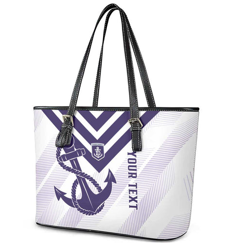 Dockers Football Custom Leather Tote Bag Fremantle Anchor Simple Style - Aussie Hoodie