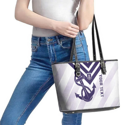 Dockers Football Custom Leather Tote Bag Fremantle Anchor Simple Style - Aussie Hoodie