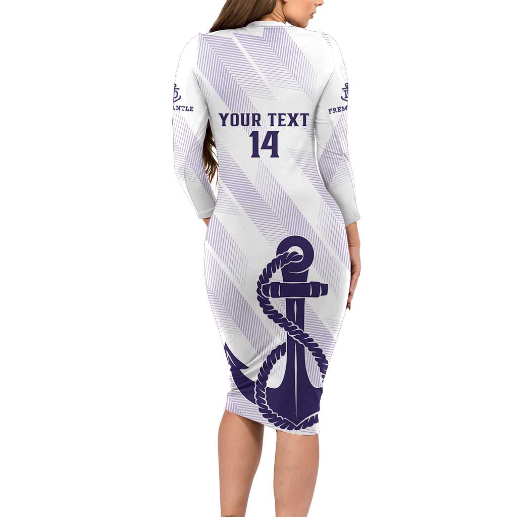 Dockers Football Custom Long Sleeve Bodycon Dress Fremantle Anchor Simple Style - Aussie Hoodie
