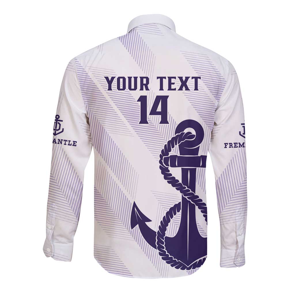 Dockers Football Custom Long Sleeve Button Shirt Fremantle Anchor Simple Style - Aussie Hoodie