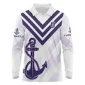 Dockers Football Custom Long Sleeve Polo Shirt Fremantle Anchor Simple Style - Aussie Hoodie
