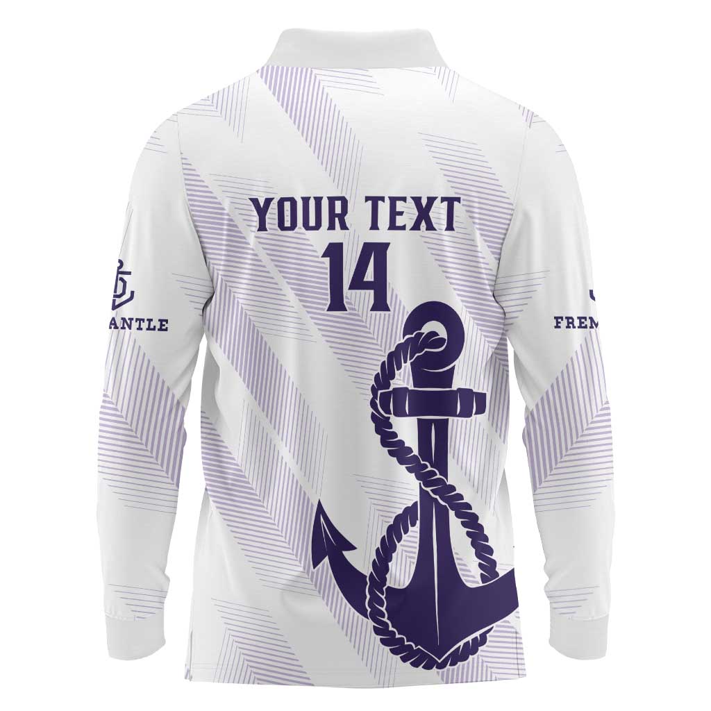 Dockers Football Custom Long Sleeve Polo Shirt Fremantle Anchor Simple Style - Aussie Hoodie