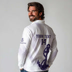 Dockers Football Custom Long Sleeve Polo Shirt Fremantle Anchor Simple Style - Aussie Hoodie
