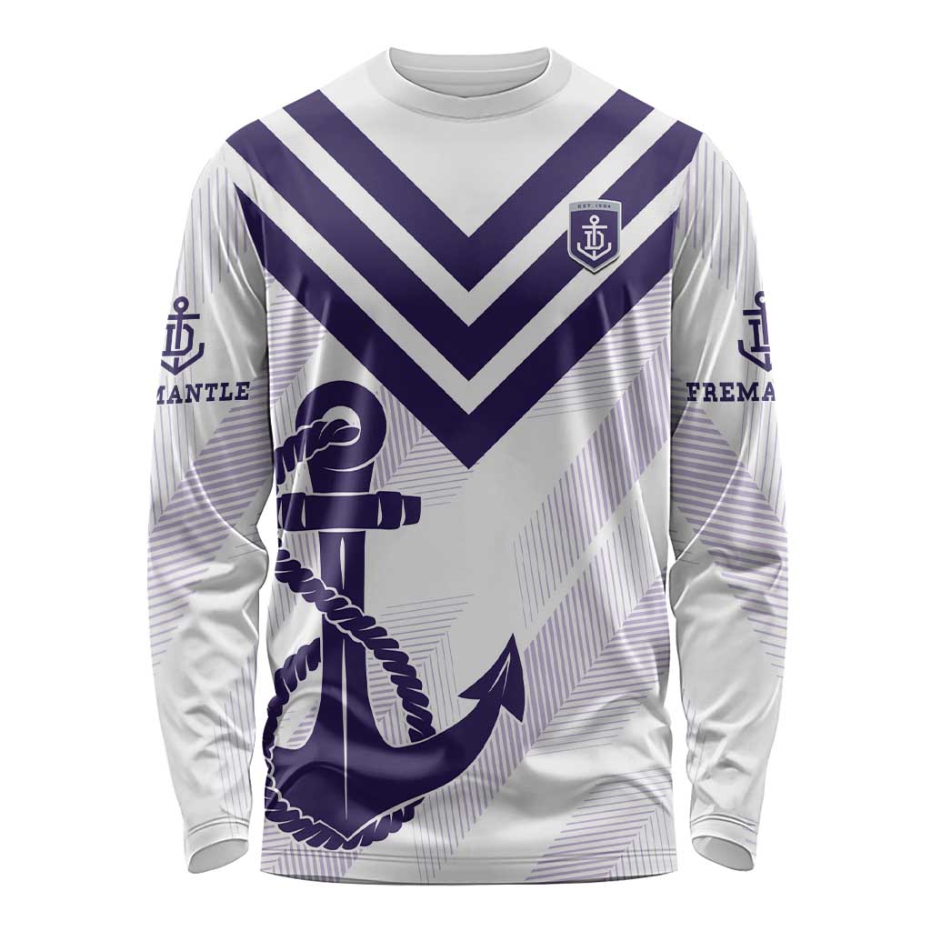 Dockers Football Custom Long Sleeve Shirt Fremantle Anchor Simple Style - Aussie Hoodie