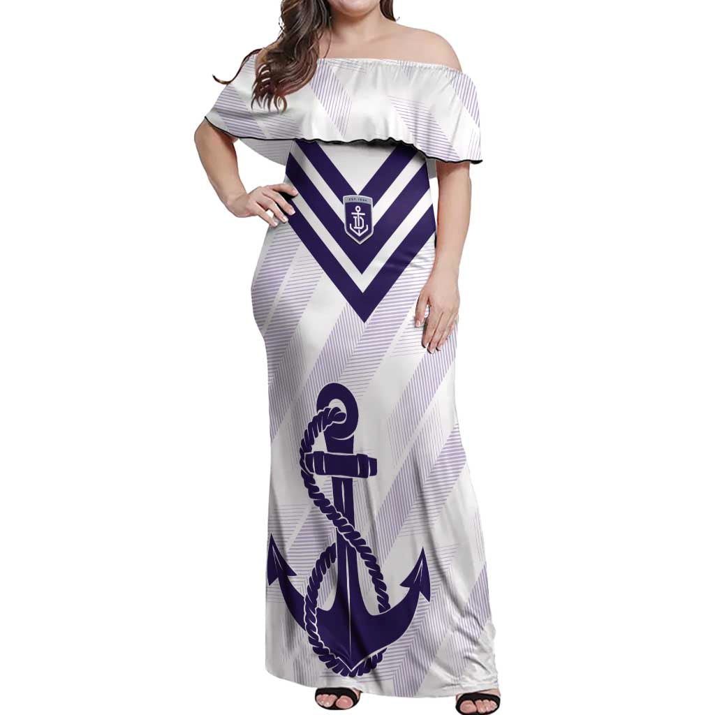 Dockers Football Custom Off Shoulder Maxi Dress Fremantle Anchor Simple Style - Aussie Hoodie