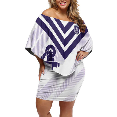 Dockers Football Custom Off Shoulder Short Dress Fremantle Anchor Simple Style - Aussie Hoodie