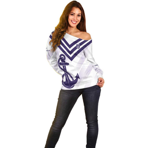 Dockers Football Custom Off Shoulder Sweater Fremantle Anchor Simple Style - Aussie Hoodie