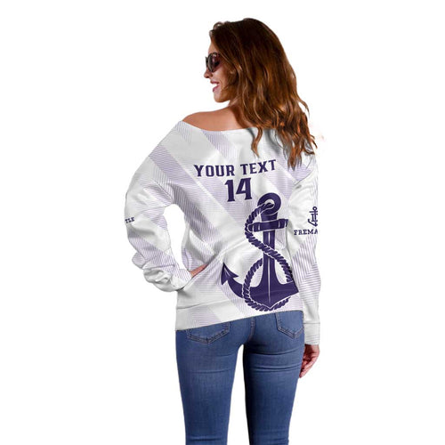 Dockers Football Custom Off Shoulder Sweater Fremantle Anchor Simple Style - Aussie Hoodie