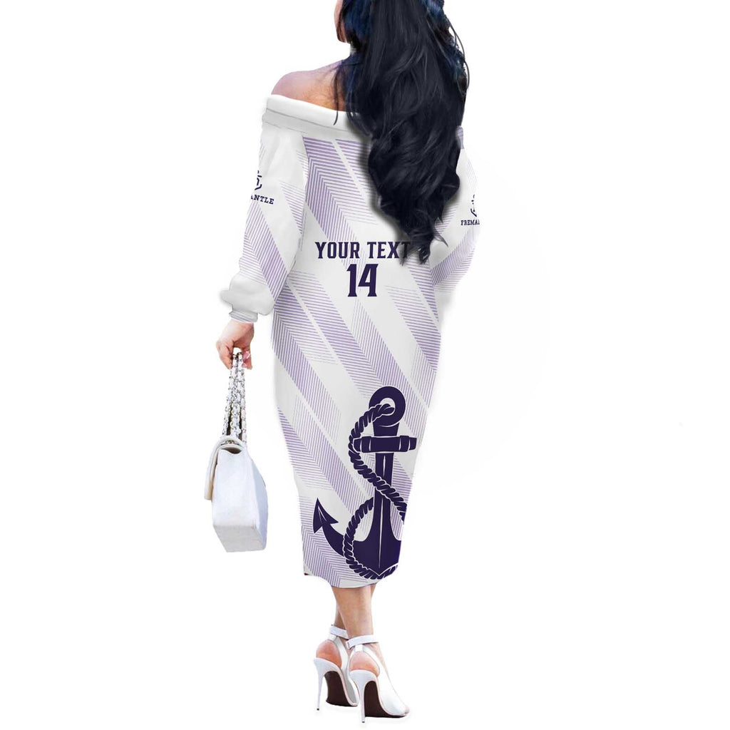 Dockers Football Custom Off The Shoulder Long Sleeve Dress Fremantle Anchor Simple Style - Aussie Hoodie