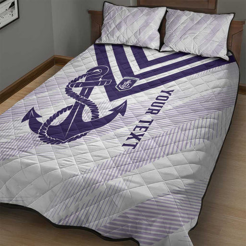 Dockers Football Custom Quilt Bed Set Fremantle Anchor Simple Style - Aussie Hoodie