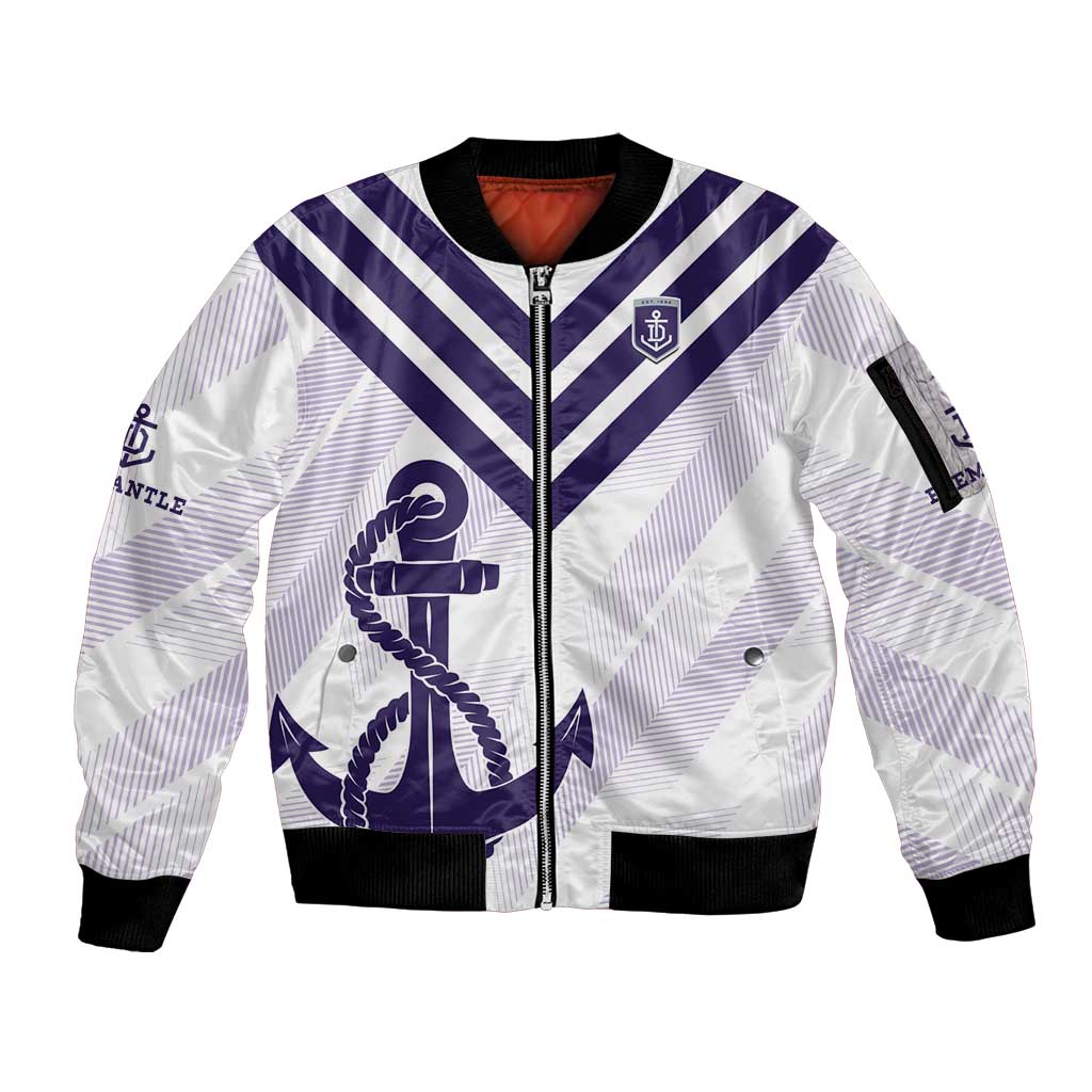 Dockers Football Custom Sleeve Zip Bomber Jacket Fremantle Anchor Simple Style - Aussie Hoodie