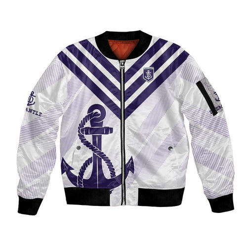 Dockers Football Custom Sleeve Zip Bomber Jacket Fremantle Anchor Simple Style - Aussie Hoodie