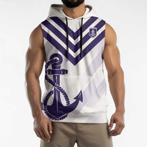 Dockers Football Custom Sleeveless Hoodie Fremantle Anchor Simple Style - Aussie Hoodie
