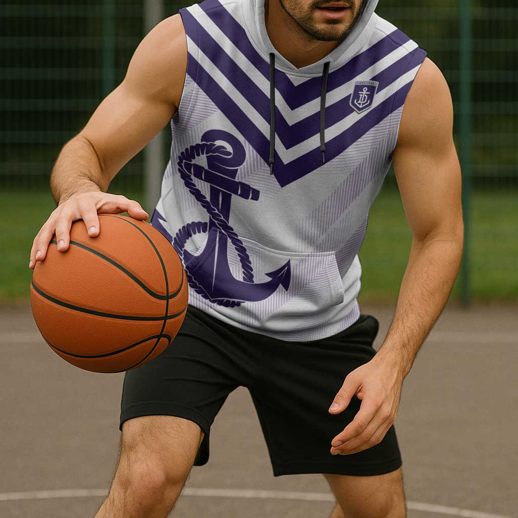 Dockers Football Custom Sleeveless Hoodie Fremantle Anchor Simple Style - Aussie Hoodie