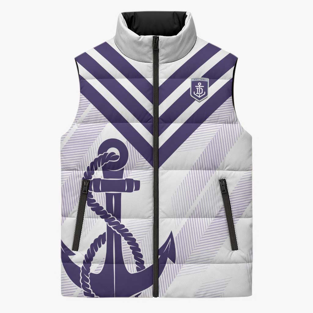 Dockers Football Custom Sleeveless Puffer Jacket Fremantle Anchor Simple Style - Aussie Hoodie