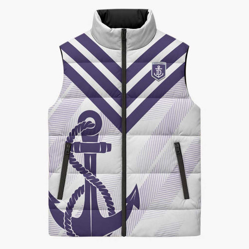 Dockers Football Custom Sleeveless Puffer Jacket Fremantle Anchor Simple Style - Aussie Hoodie