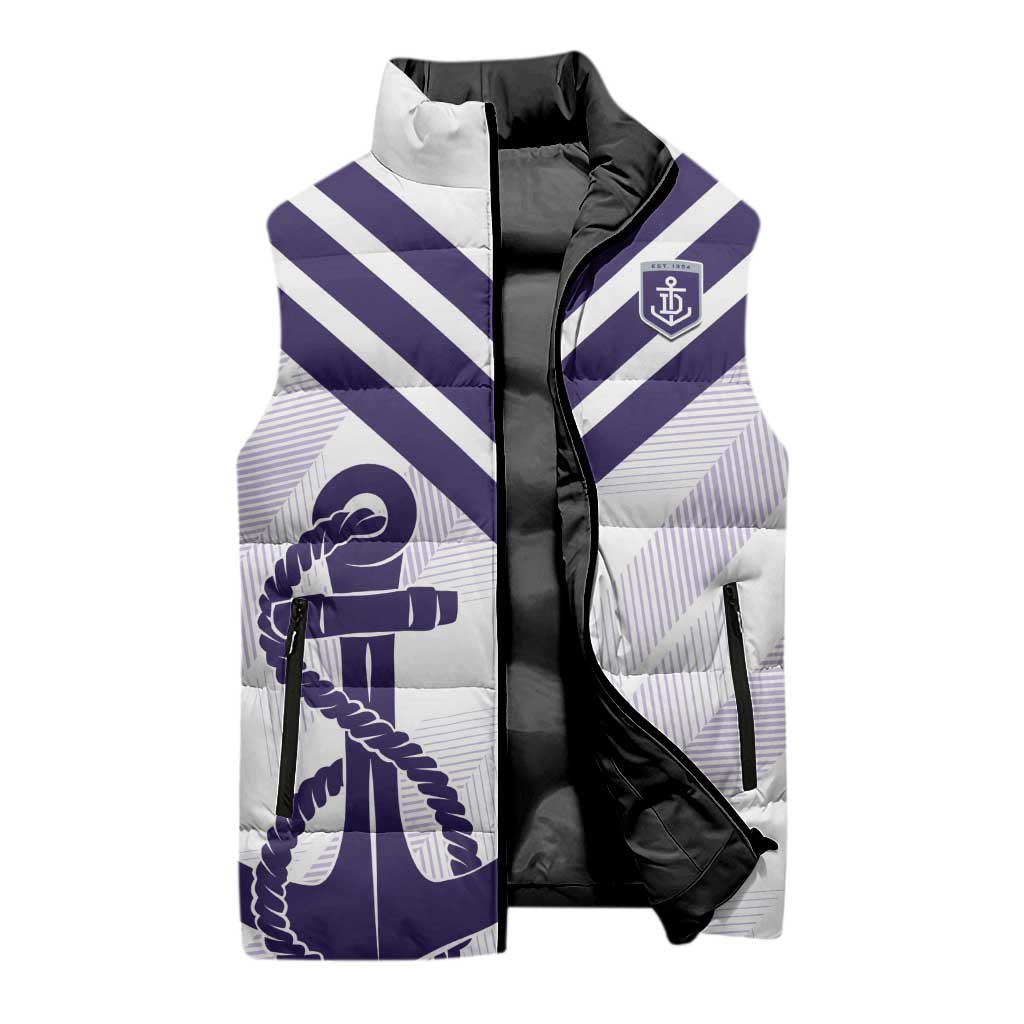 Dockers Football Custom Sleeveless Puffer Jacket Fremantle Anchor Simple Style - Aussie Hoodie