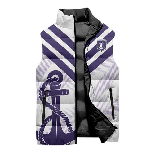 Dockers Football Custom Sleeveless Puffer Jacket Fremantle Anchor Simple Style - Aussie Hoodie