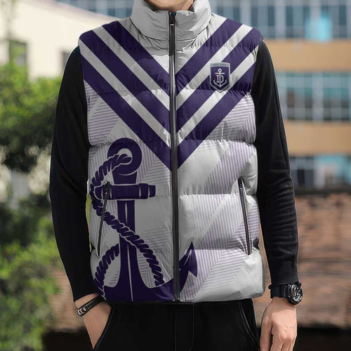 Dockers Football Custom Sleeveless Puffer Jacket Fremantle Anchor Simple Style - Aussie Hoodie