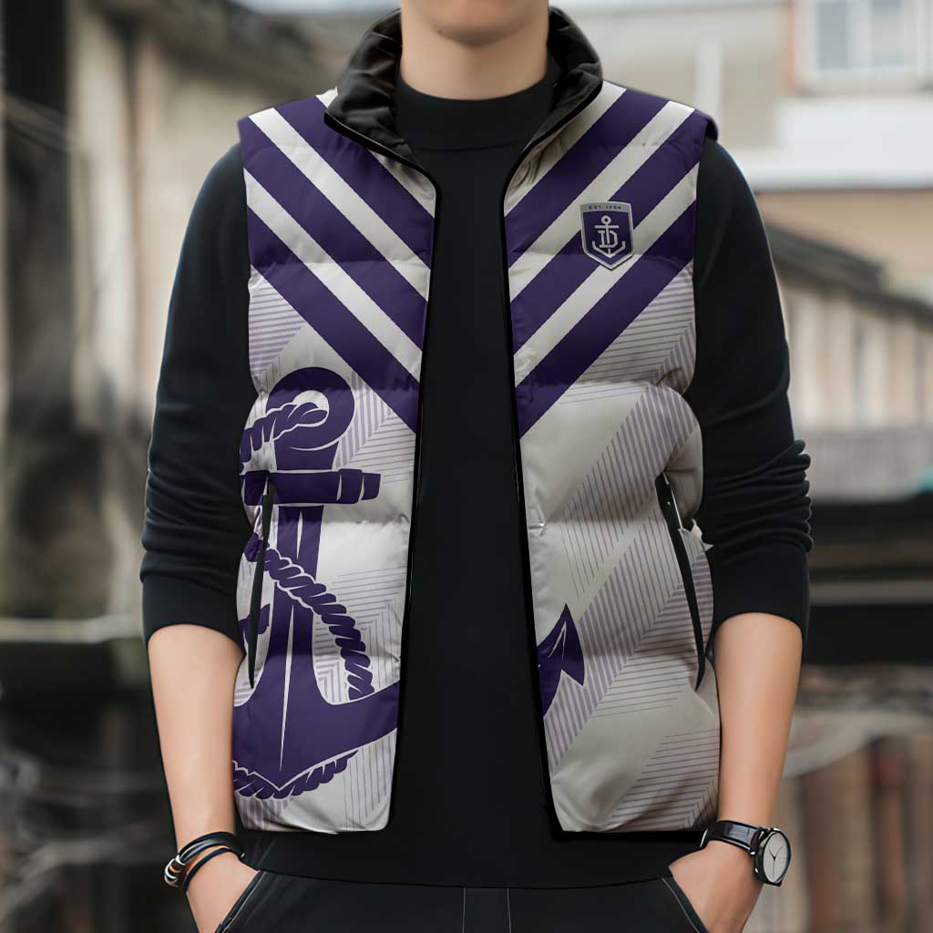Dockers Football Custom Sleeveless Puffer Jacket Fremantle Anchor Simple Style - Aussie Hoodie