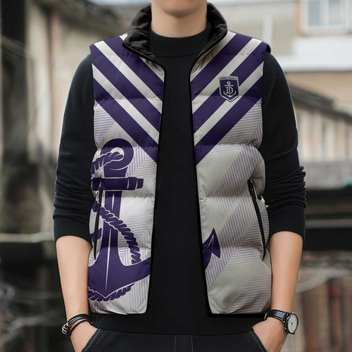 Dockers Football Custom Sleeveless Puffer Jacket Fremantle Anchor Simple Style - Aussie Hoodie