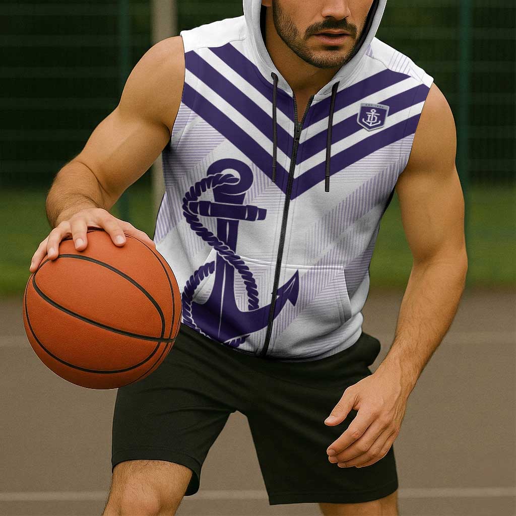 Dockers Football Custom Sleeveless Zip Hoodie Fremantle Anchor Simple Style LT14
