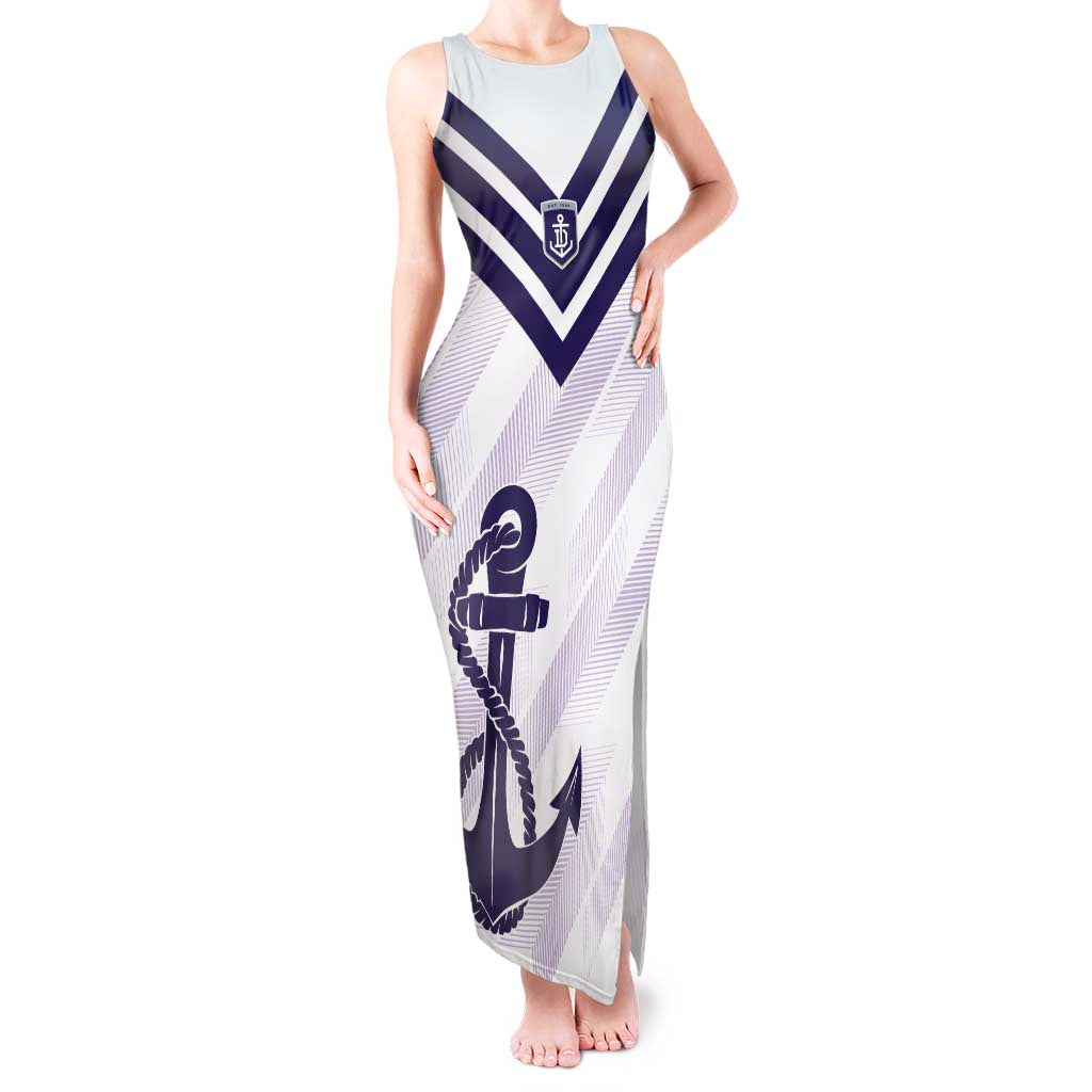 Dockers Football Custom Tank Maxi Dress Fremantle Anchor Simple Style - Aussie Hoodie