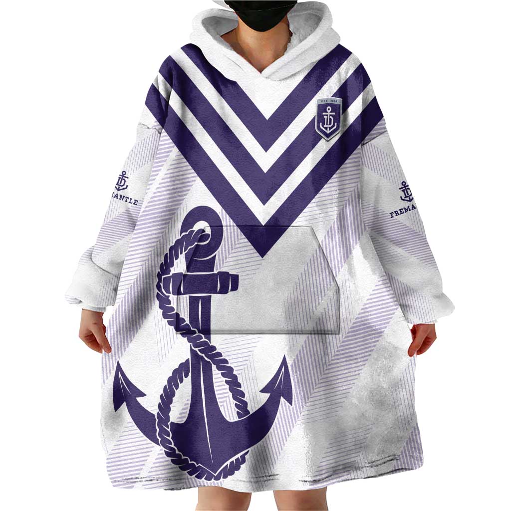 Dockers Football Custom Wearable Blanket Hoodie Fremantle Anchor Simple Style - Aussie Hoodie