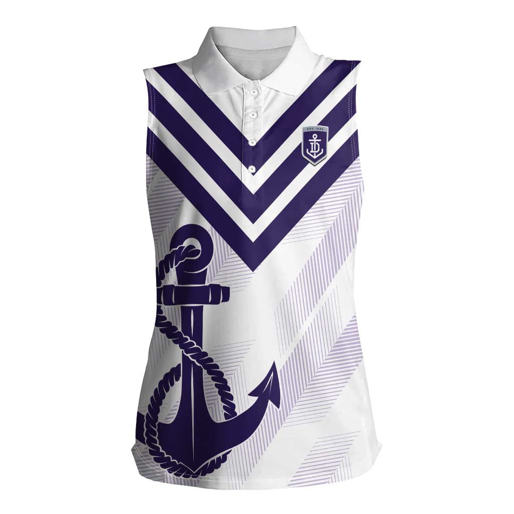 Dockers Football Custom Women Sleeveless Polo Shirt Fremantle Anchor Simple Style - Aussie Hoodie
