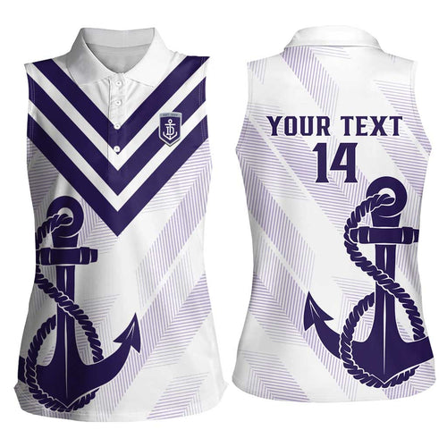 Dockers Football Custom Women Sleeveless Polo Shirt Fremantle Anchor Simple Style - Aussie Hoodie