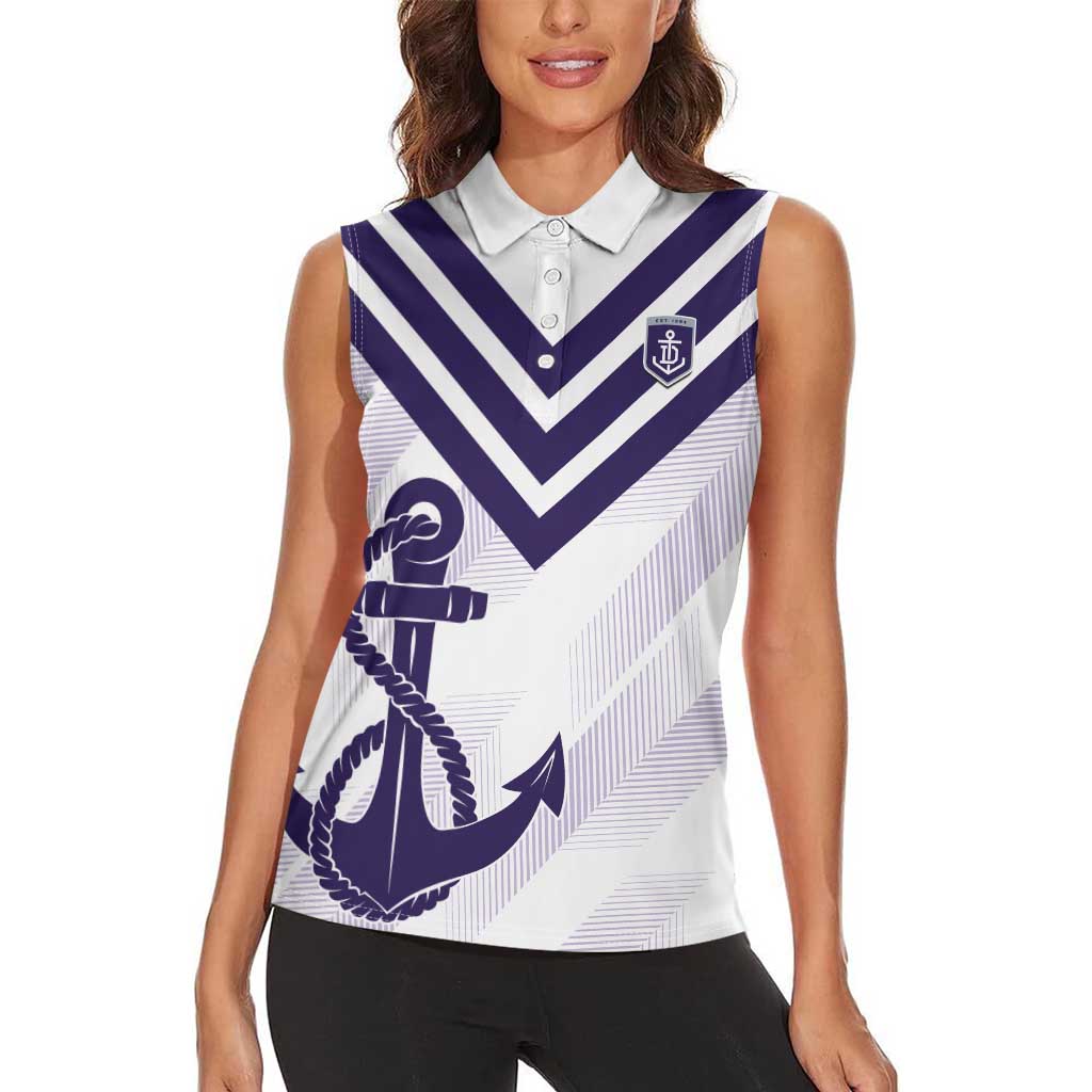 Dockers Football Custom Women Sleeveless Polo Shirt Fremantle Anchor Simple Style - Aussie Hoodie