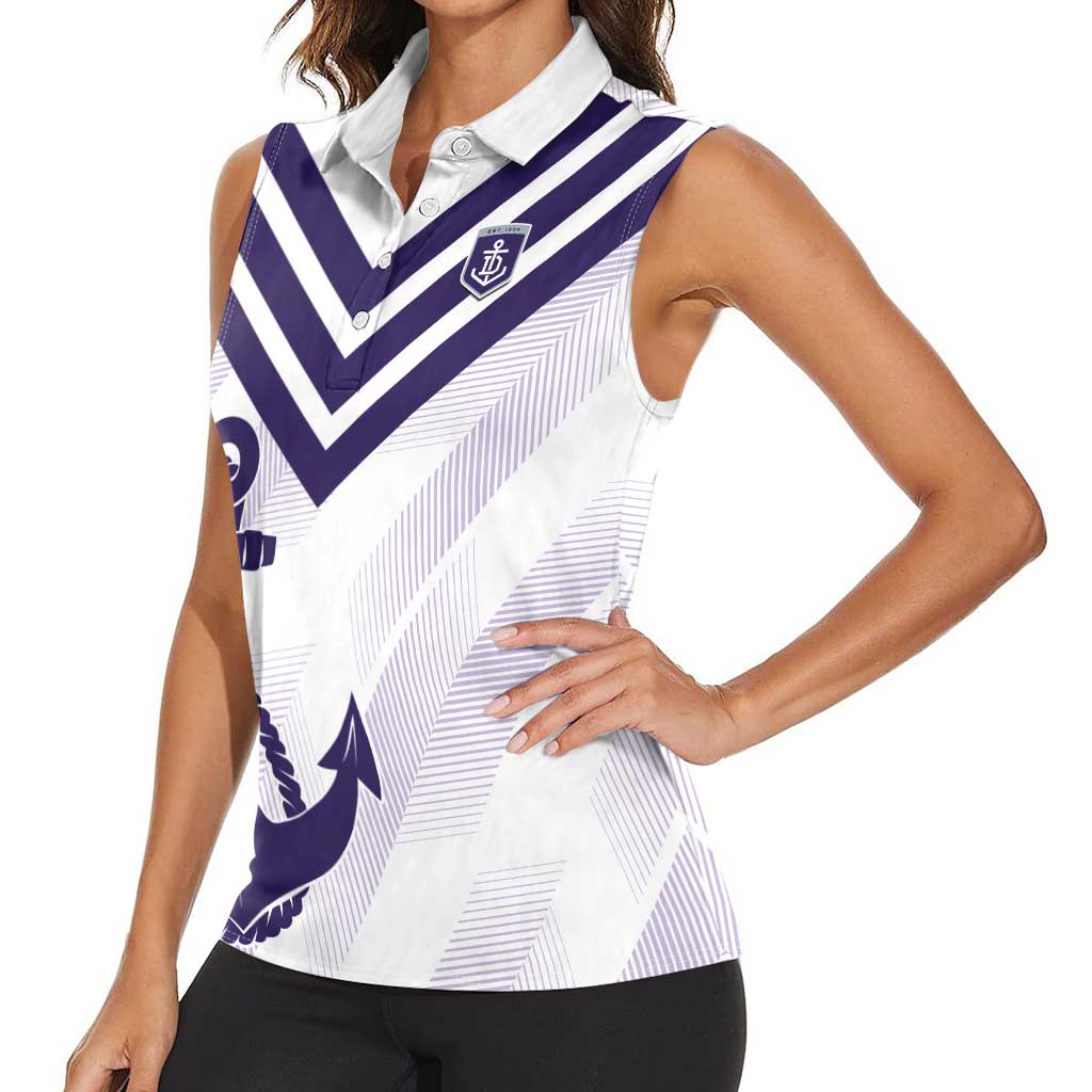 Dockers Football Custom Women Sleeveless Polo Shirt Fremantle Anchor Simple Style - Aussie Hoodie