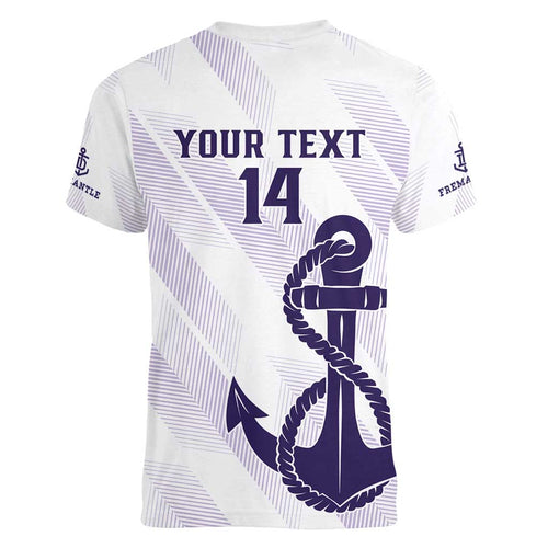 Dockers Football Custom Women V-Neck T-Shirt Fremantle Anchor Simple Style - Aussie Hoodie