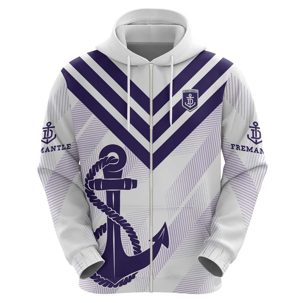 Dockers Football Custom Zip Hoodie Fremantle Anchor Simple Style - Aussie Hoodie