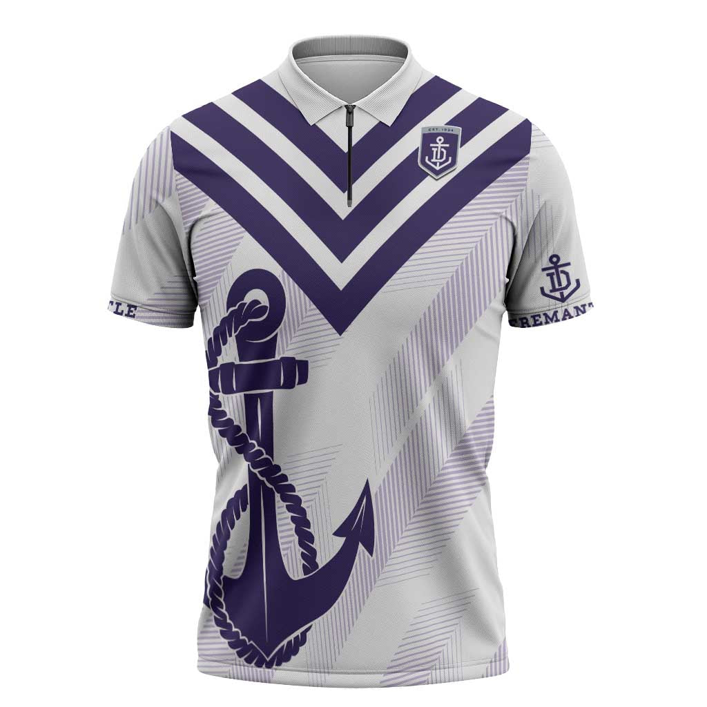 Dockers Football Custom Zipper Polo Shirt Fremantle Anchor Simple Style - Aussie Hoodie