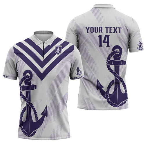 Dockers Football Custom Zipper Polo Shirt Fremantle Anchor Simple Style - Aussie Hoodie