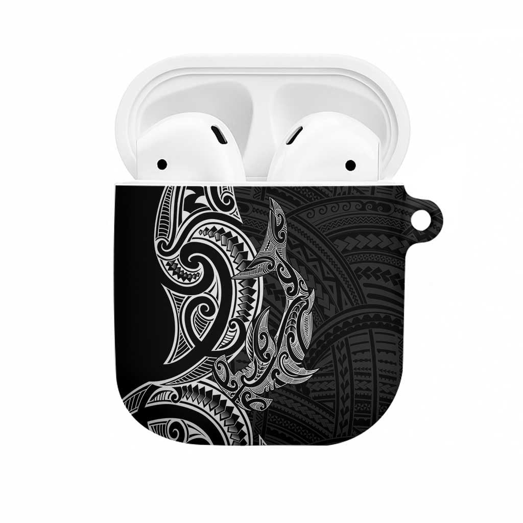 New Zealand Hammerhead Shark AirPods Case Maori Haehae Mangopare Black - Aussie Hoodie