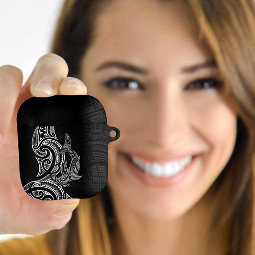 New Zealand Hammerhead Shark AirPods Case Maori Haehae Mangopare Black - Aussie Hoodie