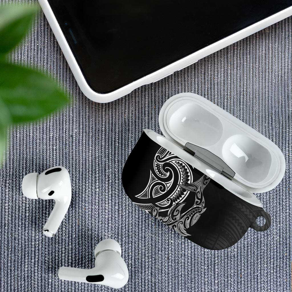 New Zealand Hammerhead Shark AirPods Case Maori Haehae Mangopare Black - Aussie Hoodie