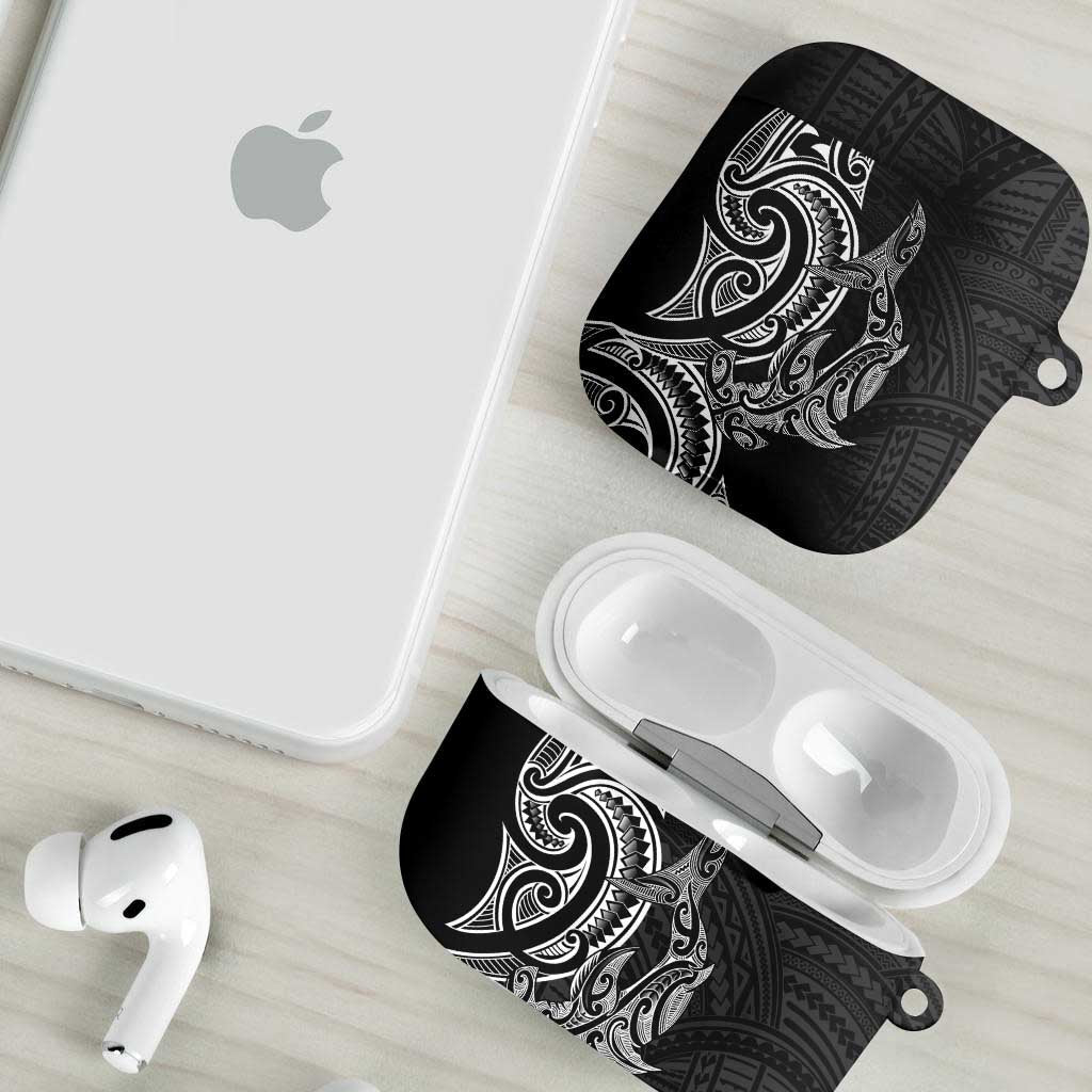 New Zealand Hammerhead Shark AirPods Case Maori Haehae Mangopare Black - Aussie Hoodie