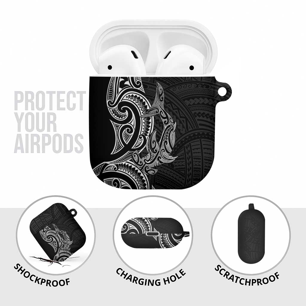 New Zealand Hammerhead Shark AirPods Case Maori Haehae Mangopare Black - Aussie Hoodie
