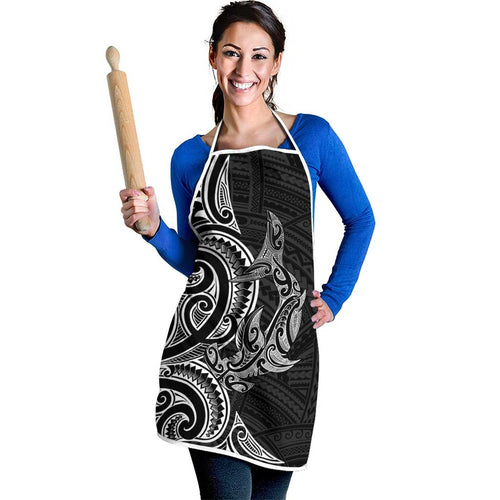 New Zealand Hammerhead Shark Apron Maori Haehae Mangopare Black - Aussie Hoodie