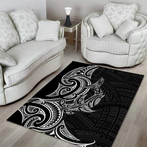 New Zealand Hammerhead Shark Area Rug Maori Haehae Mangopare Black - Aussie Hoodie