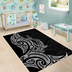 New Zealand Hammerhead Shark Area Rug Maori Haehae Mangopare Black - Aussie Hoodie
