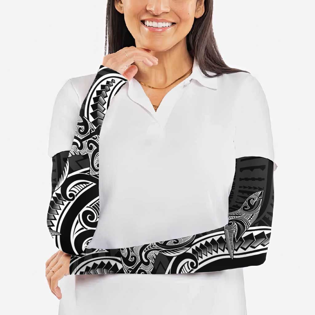 New Zealand Hammerhead Shark Arm Sleeves Maori Haehae Mangopare Black - Aussie Hoodie
