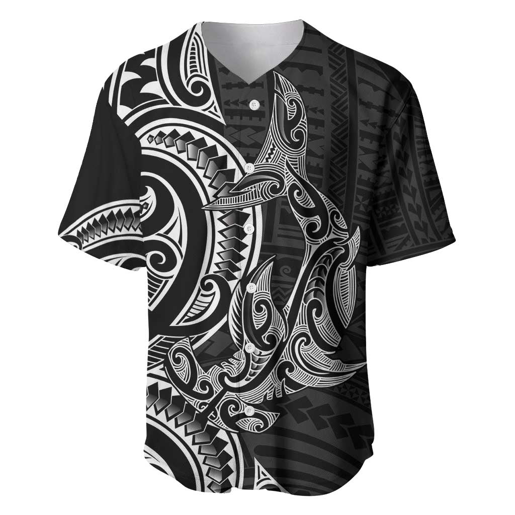 New Zealand Hammerhead Shark Baseball Jersey Maori Haehae Mangopare Black - Aussie Hoodie