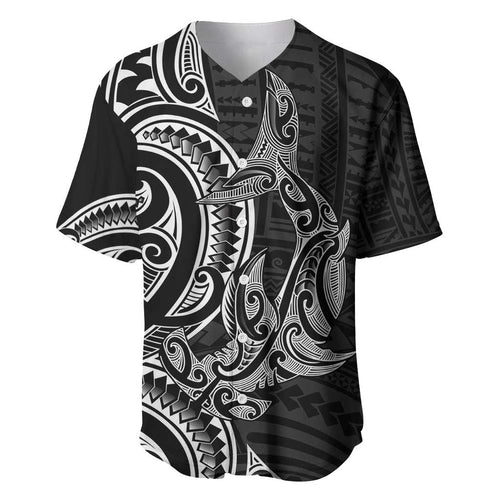 New Zealand Hammerhead Shark Baseball Jersey Maori Haehae Mangopare Black - Aussie Hoodie